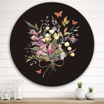 Vintage Floral Summer Wildflowers Arrangement - Floral Metal Circle Wall Art